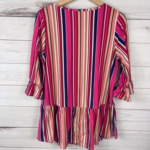 Women's Multi‎ Color Striped Blouse Size Large - Picture 6 of 6